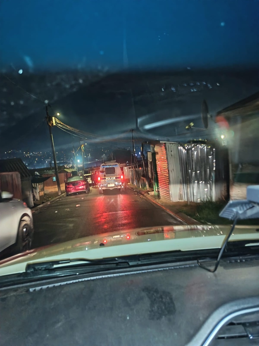 View from the response team approaching the incident scene at night.